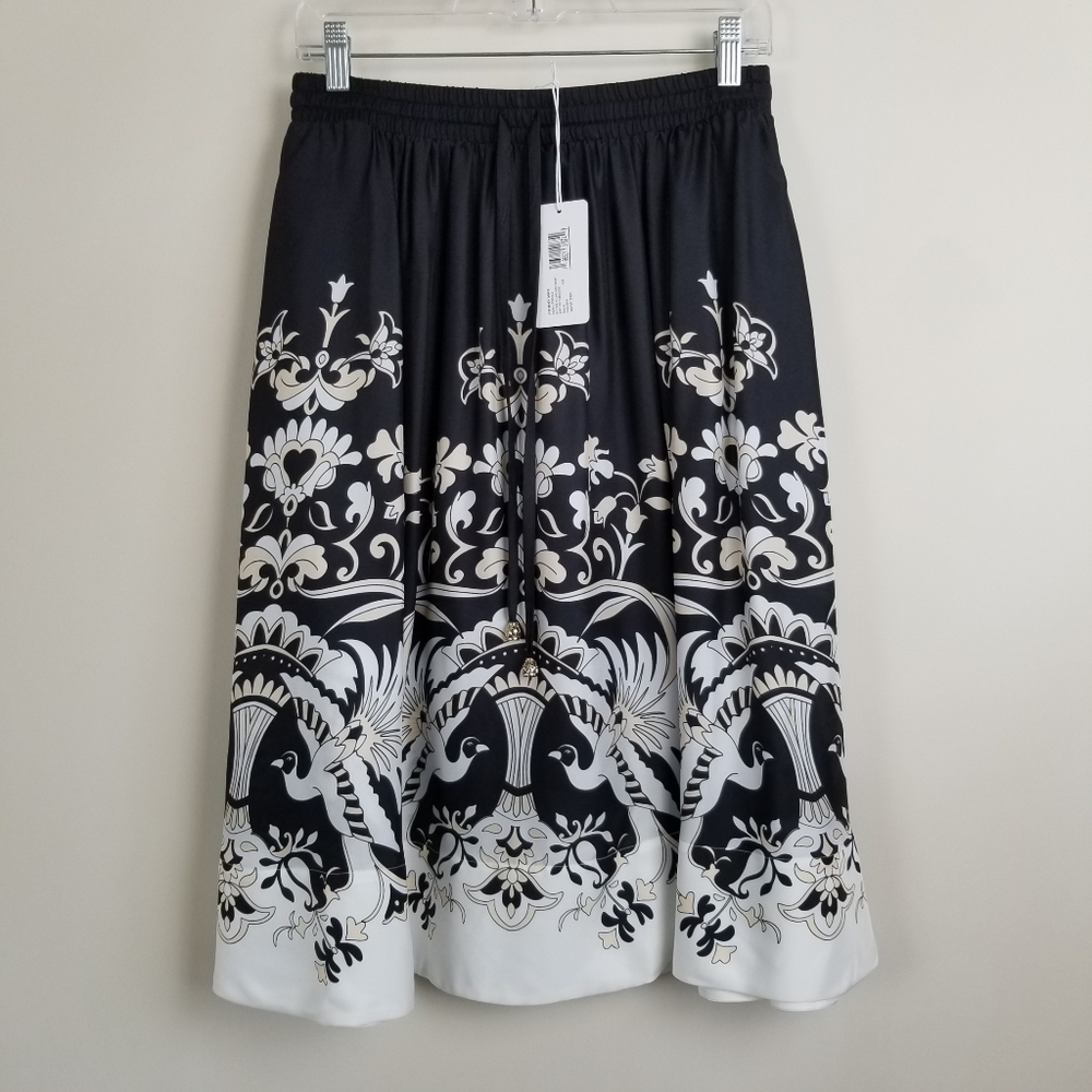 Johnny Was Jade Blythe A-Line Midi Skirt Silk Blend Bird Of Paradise Small NWT